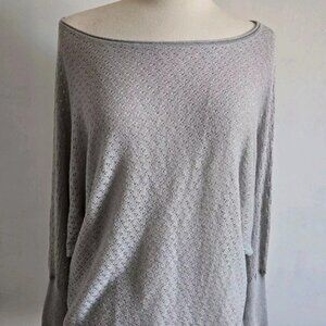 ($375) Alice + Olivia Women's Silver Grey Metallic Knit Sweater Blouse S / M